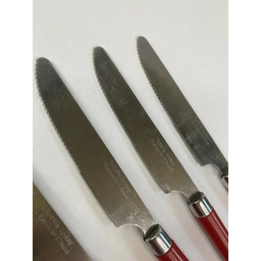 Totally Today RED Plastic Handle Stainless Flatware - Six pieces Butter Knifers